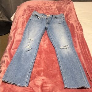 MOTHER The Mid Rise Dazzle Ankle Fray